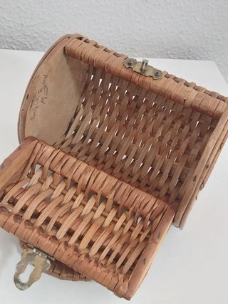 Bolso Cesta Cofre Mimbre Vintage Cilindrico