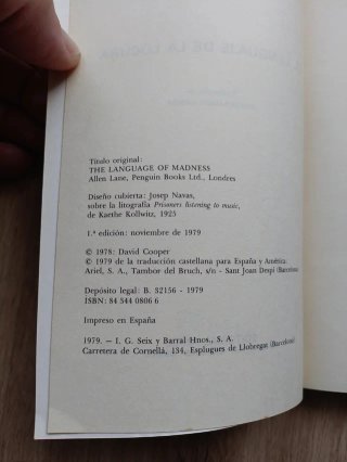 El lenguaje de la locura · David Cooper · Ariel