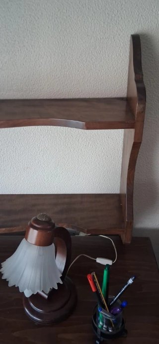 Escritorio vintage con estantería y 2 camas
