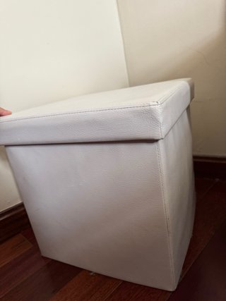 Puf Almacenaje Beige Piel Sintética