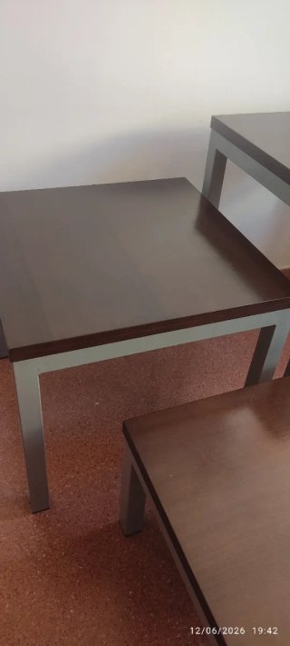 Conjunto 3 mesas auxiliares hierro y madera