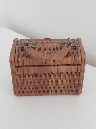 Bolso Cesta Cofre Mimbre Vintage Maletin