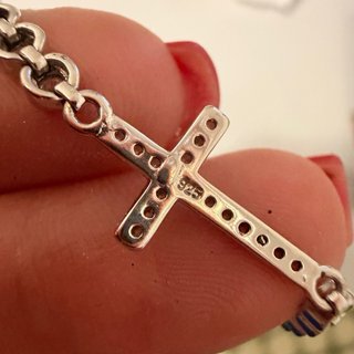 Pulsera Plata 925 Cruz Circonitas Ajustable