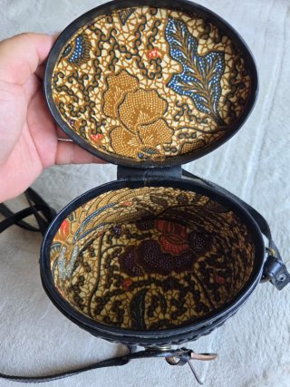 Borsa Vintage Pelle Rigida Nera