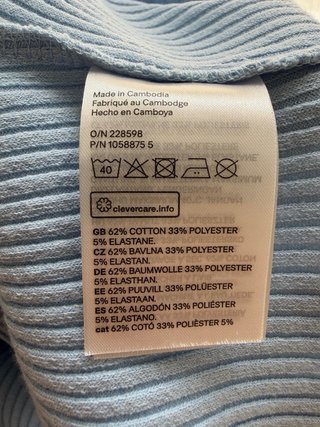 Top H&M azzurro a coste crop - Taglia L