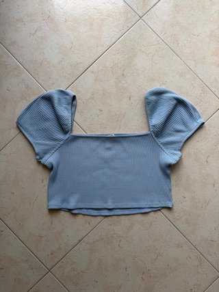 Top H&M azzurro a coste crop - Taglia L