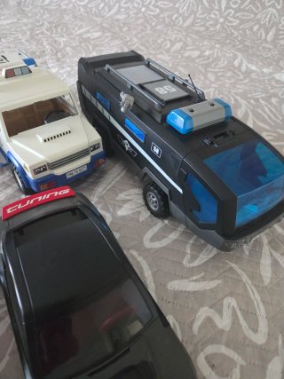 Lote playmobil coches y lancha policia