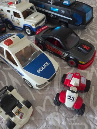 Lote playmobil coches y lancha policia