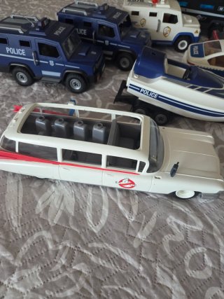 Lote playmobil coches y lancha policia