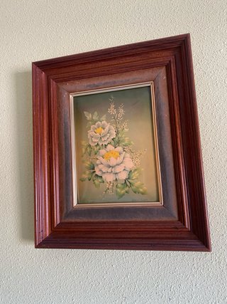 Cuadro de flores en madera y cristal