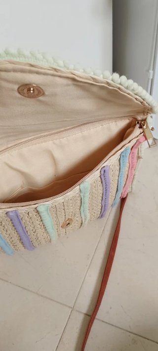 Bolso de rafia tejido multicolor