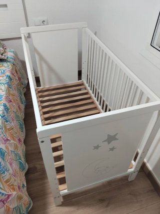 Cuna de colecho de madera blanca+colchon