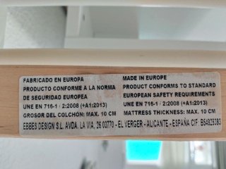 Cuna de colecho de madera blanca+colchon