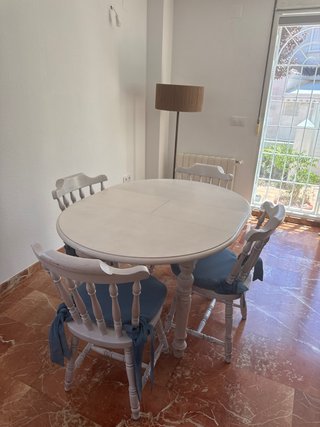 Mesa y 4 Sillas Madera Maciza Estilo Inglés