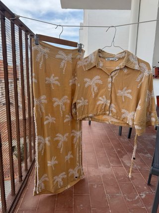 Conjunto Zara Falda y Blusa Palmeras