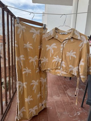 Conjunto Zara Falda y Blusa Palmeras