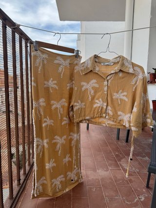 Conjunto Zara Falda y Blusa Palmeras