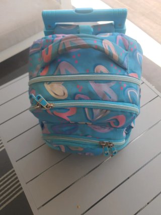 Mochila escolar con ruedas azul