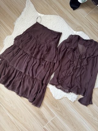 Conjunto Zara Falda y camisa Marrón