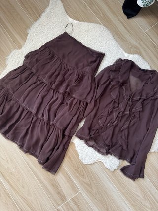 Conjunto Zara Falda y camisa Marrón
