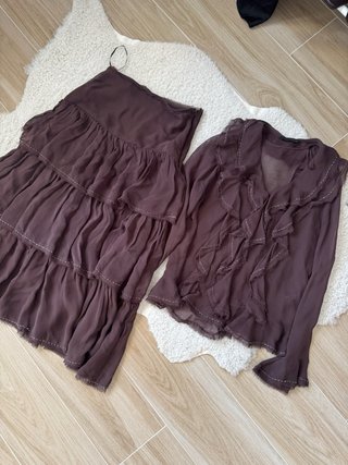 Conjunto Zara Falda y camisa Marrón