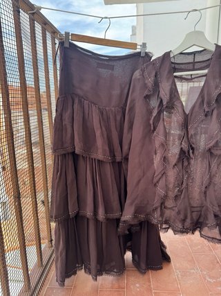 Conjunto Zara Falda y camisa Marrón