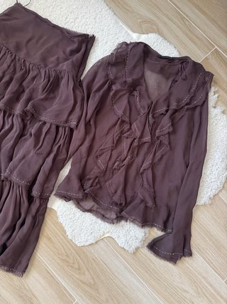 Conjunto Zara Falda y camisa Marrón