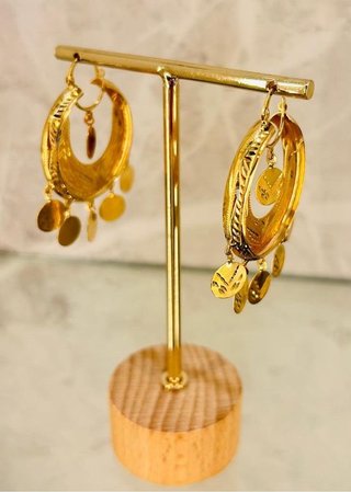 Pendientes aro con medallas oro 18kl