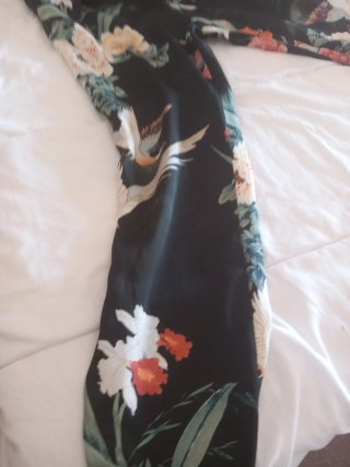 Pantalones anchos estampados flores y aves