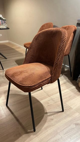 Juego de 4 sillas de comedor de pana