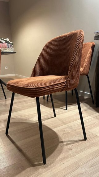Juego de 4 sillas de comedor de pana