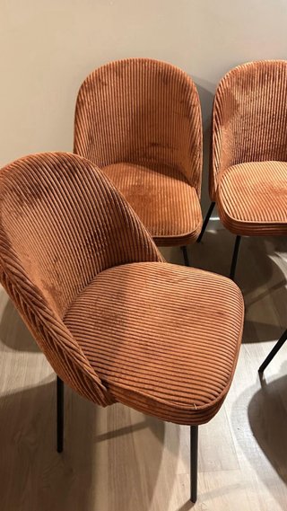 Juego de 4 sillas de comedor de pana