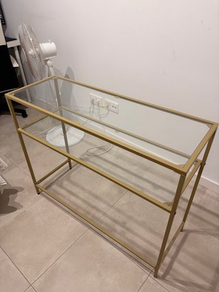 Mueble recibidor cristal dorado