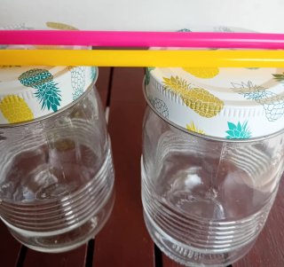 Set 2 Bicchieri Barattolo con Cannuccia
