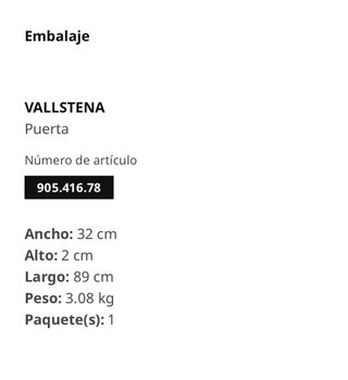 Puerta IKEA VALLSTENA Blanca 30x80 cm