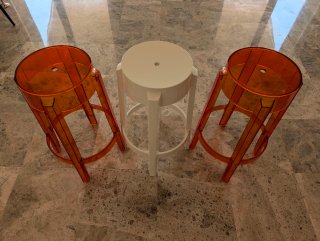 Taburetes Charles Ghost Arancione e Bianco