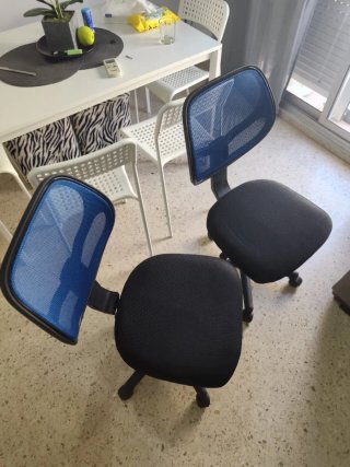 2 Sillas de Oficina Azul y Negro