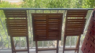 Mesa y 2 Sillas Terraza Madera Plegables