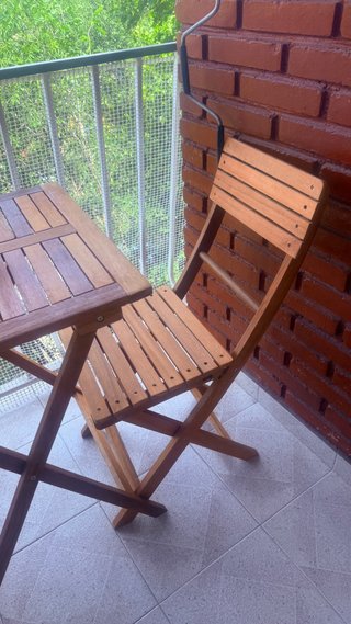 Mesa y 2 Sillas Terraza Madera Plegables