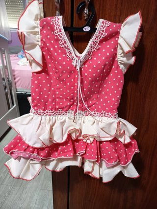 Vestido Flamenca Bebé Lunares Rosa