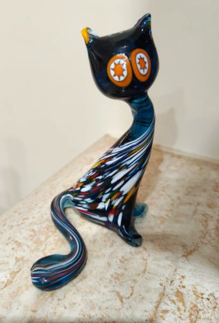 Gatto in Vetro di Murano con Murrine Millefiori
