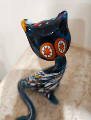 Gatto in Vetro di Murano con Murrine Millefiori