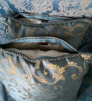 Set 2 Cuscini Damascati Azzurro/Oro 40x40