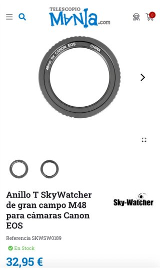 Anillo T M48 para Canon EOS