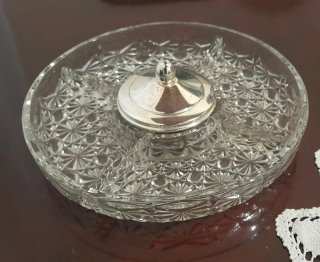 Piatto Vetro Cesellato Argento