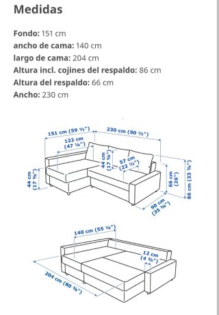 Sofá Chaiselongue Cama Gris Tela
