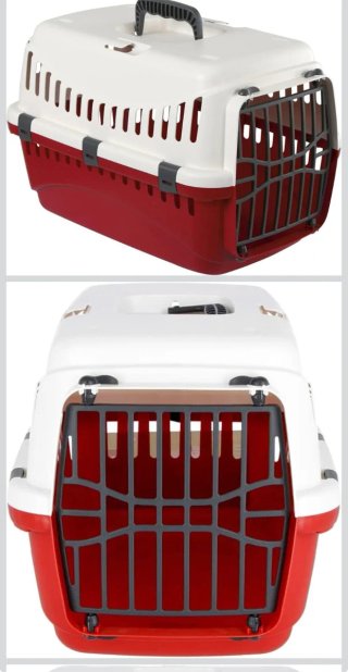 Jaula Transportín Gato Perro Rojo Blanco