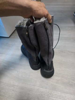Botas altas cuero sintético negro y gamuza