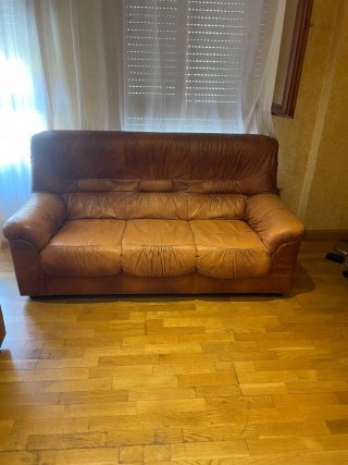 CONJUNTO DE SOFÁS DE PIEL AUTÉNTICA