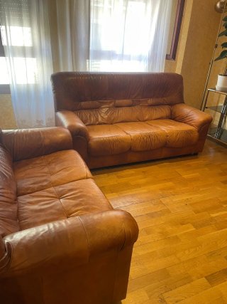 CONJUNTO DE SOFÁS DE PIEL AUTÉNTICA